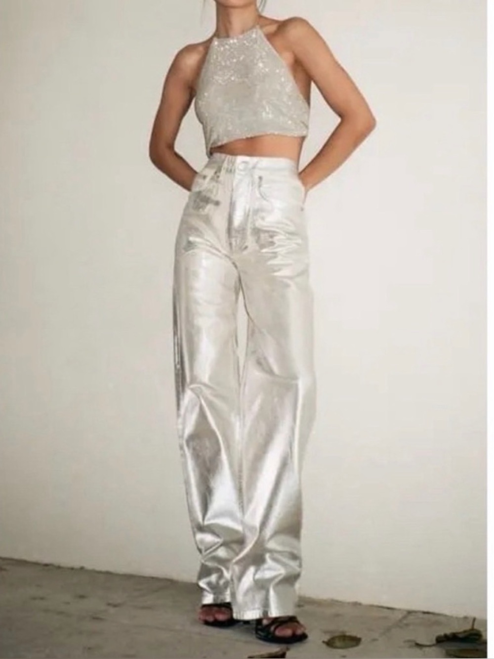 Zara Wide Leg Silver Jeans